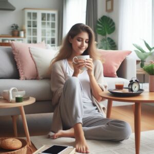 A person relaxing at home